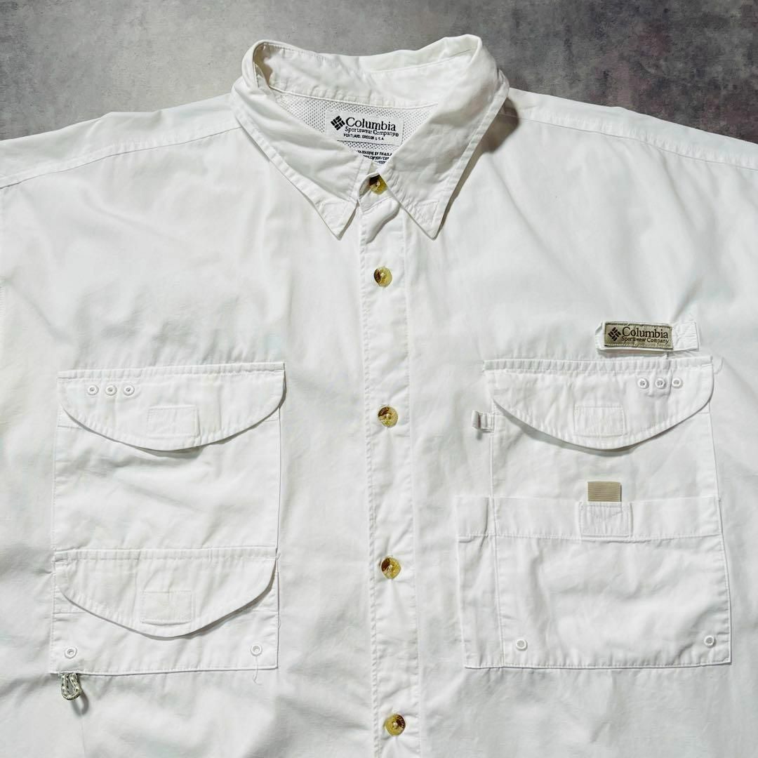 Columbia(コロンビア)の【Columbia PFG】コロンビアホワイトフィッシングシャツ 半袖古着 メンズのトップス(Tシャツ/カットソー(半袖/袖なし))の商品写真