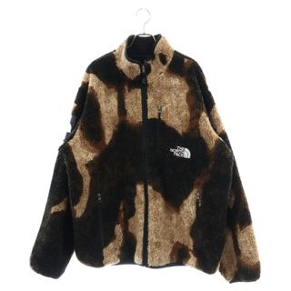 シュプリーム(Supreme)のSUPREME シュプリーム 21AW×The North Face Bleached Denim Print Fleece Jacket×ノースフェイス ブリーチデニムプリント フリースジャケット ブラウン NA521001(フライトジャケット)