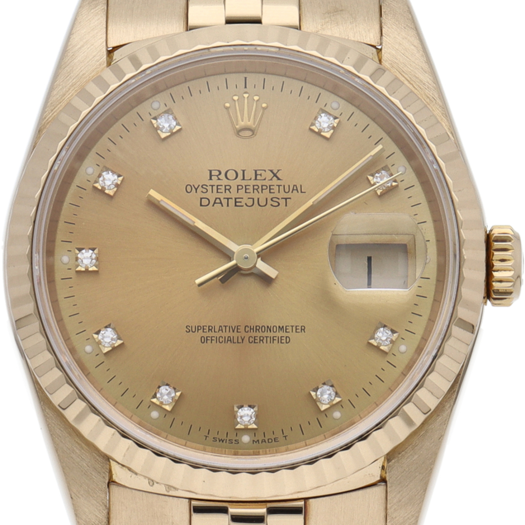 ROLEX(ロレックス)のロレックス デイトジャスト メンズ時計 10Pダイヤ Datejust Mens 16238G(E) 箱 保証書 K18YG メンズ時計 シャンパンカラー 仕上げ済 1990年 美品 【中古】 メンズの時計(その他)の商品写真