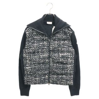 モンクレール(MONCLER)のMONCLER モンクレール Cardigan Tricot ダウン 切替 ジップアップ カーディガン I20939B00010 M1241 ブラック/ホワイト レディース(ダウンジャケット)