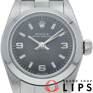 ロレックス(ROLEX)のロレックス オイスター パーペチュアル レディース時計 Oyster Perpetual 76080(A) SS レディース時計 ブラック 仕上げ済 1999年 美品 【中古】(腕時計)