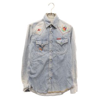 HYSTERIC GLAMOUR ヒステリックグラマー ウォッシュド加工 ウェスタンシャツ 長袖 ブルー 0253AH06