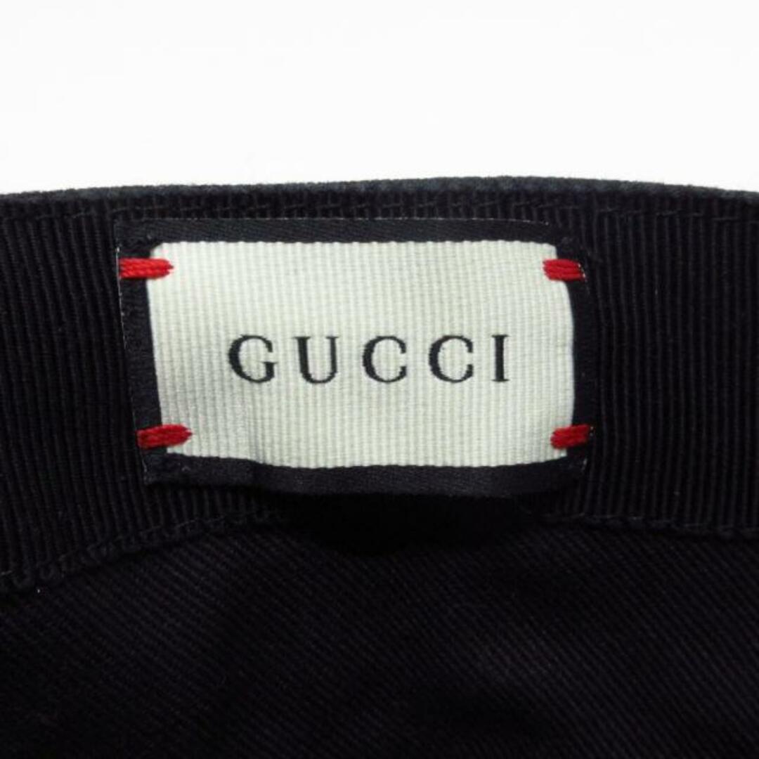 Gucci(グッチ)のGUCCI(グッチ) キャップ L 黒×白 刺繍 コットン レディースの帽子(キャップ)の商品写真