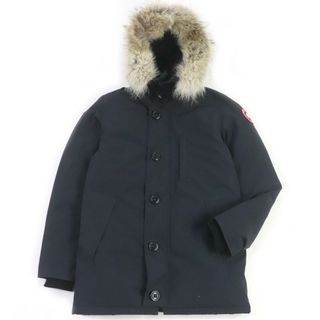 カナダグース(CANADA GOOSE)の良品□CANADA GOOSE カナダグース 3438JM JASPER ジャスパー ロゴワッペン ファーフーデッド ダウンコート ダウンジャケット ネイビー S カナダ製 正規品 メンズ(ダウンジャケット)