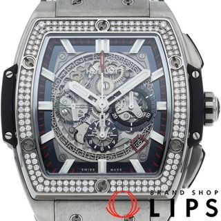 HUBLOT - ウブロ スピリット オブ ビッグバン チタニウム ダイヤベゼル Spirit of Big Bang Titanium 601.NX.0173.LR.1104 箱 チタン/革 メンズ時計 透明 仕上げ済 美品 【中古】