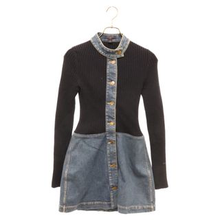 LOUIS VUITTON ルイヴィトン 18AW Stonewashed Denim Dress ウールニット ストーンウォッシュ切り替え ワンピース レディース ネイビー RW182W