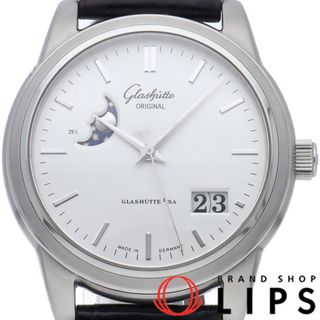 グラスヒュッテオリジナル(Glashutte Original)のグラスヒュッテ・オリジナル セネタ パノラマデイト ムーンフェイズ ウォッチ 39mm
 Senator Panoramadate Moon Phase 1-39-41-04-12-04 箱 保証書 SS/革 メンズ時計 シルバー 美品 【中古】(その他)