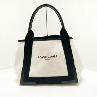 バレンシアガ(Balenciaga)のBALENCIAGA(バレンシアガ) トートバッグ ネイビーカバスS 339933 アイボリー×黒 キャンバス×レザー(トートバッグ)