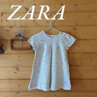 ザラキッズ(ZARA KIDS)のZARA kid's　ドットワンピース　ワッフル生地(ワンピース)