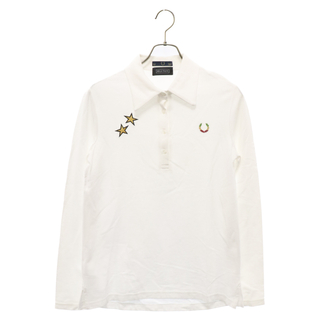 BELLA FREUD ベラ フルード ロゴ刺繍 ハーフボタン 長袖ポロシャツ ホワイト(ポロシャツ)