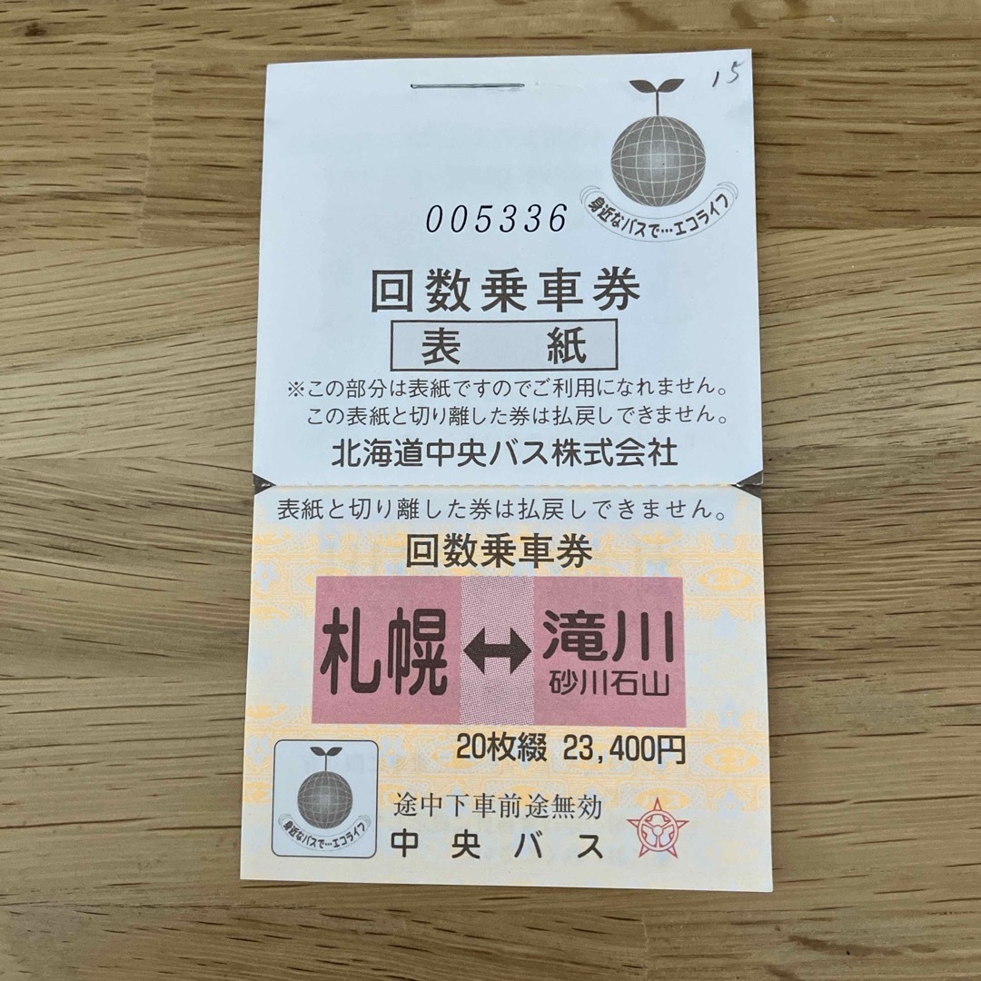 北海道中央バス　回数券　4枚 チケットの乗車券/交通券(その他)の商品写真