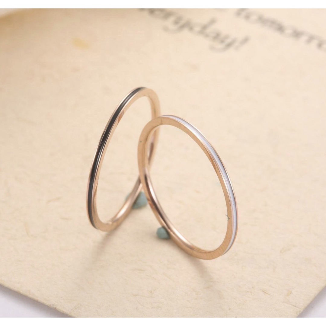 極細ローズゴールド ペアリング ステンレスリング ピンキーリング   メンズのアクセサリー(リング(指輪))の商品写真