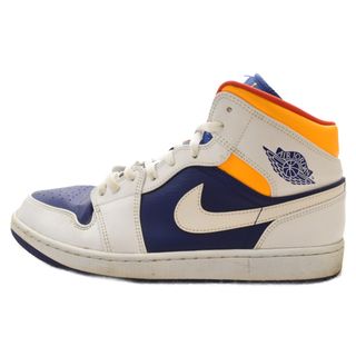 ナイキ(NIKE)のNIKE ナイキ AIR JORDAN 1 MID エアジョーダン1 ミッドカットスニーカー ホワイト/ブルー/イエロー 554724-131 US12/30cm(スニーカー)