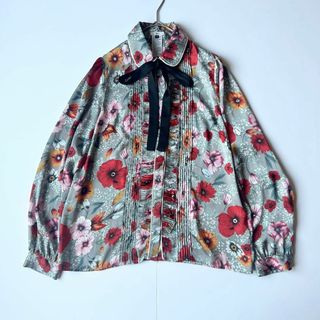 ダブルスタンダードクロージング(DOUBLE STANDARD CLOTHING)の美品✨sov. 花柄ボウタイブラウス　38(シャツ/ブラウス(長袖/七分))