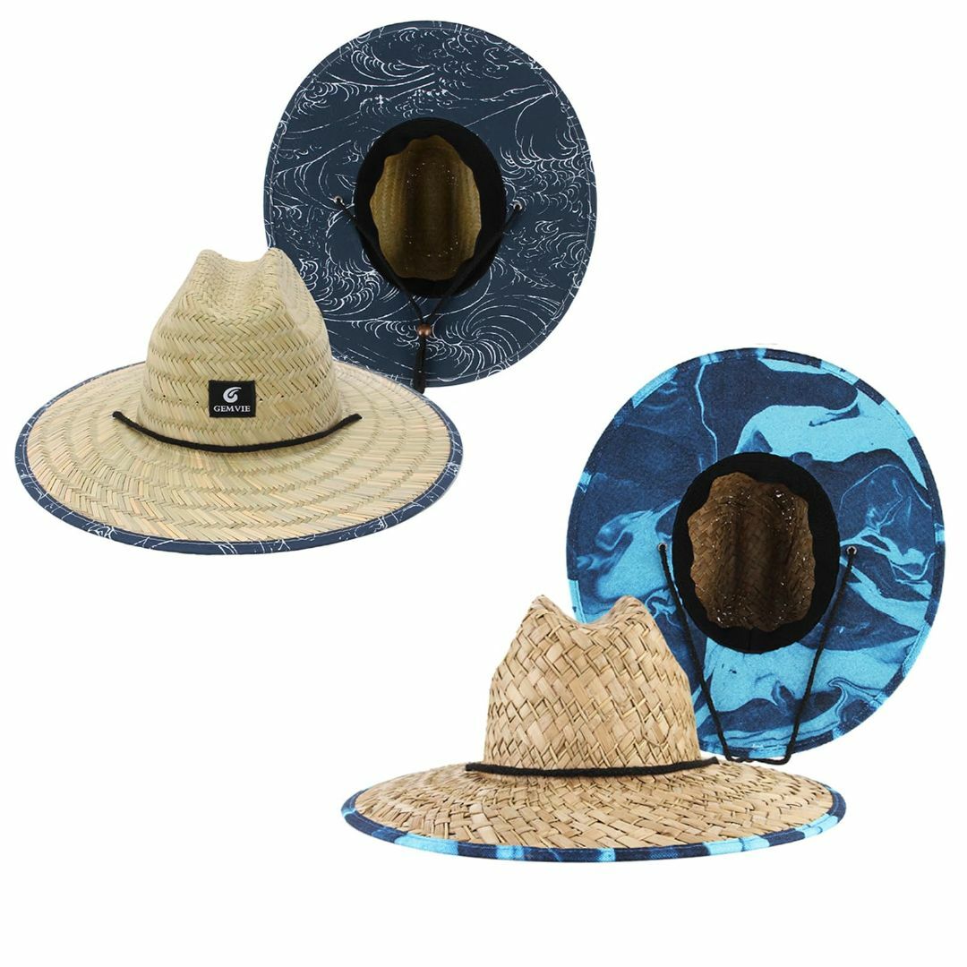 【色: セット1】[GEMVIE] 麦わら帽子 日よけ帽 農作業 メンズ レディ メンズのファッション小物(その他)の商品写真