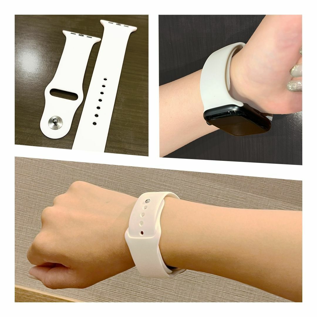 Apple Watch スポーツバンド シリコンバンド ホワイト 42mm対応 メンズの時計(ラバーベルト)の商品写真