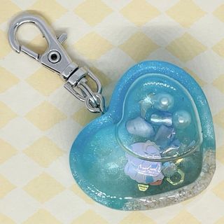 NO.38　レジン　ハート　海　シェイカーキーホルダー(チャーム)