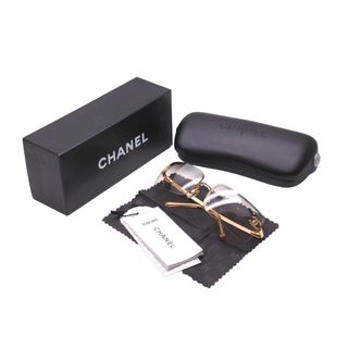 シャネル(CHANEL)のCHANEL シャネル ラインストーン ココマーク サングラス ゴールド アイウェア ロゴ 小物 62☐15 4104-B 美品 中古 62787(サングラス/メガネ)