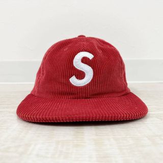 シュプリーム(Supreme)の17ss 2017 Supreme ロゴ 刺繍 コーデュロイ キャップ レッド(キャップ)