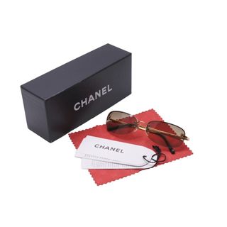 シャネル(CHANEL)の極美品 CHANEL シャネル サングラス リムレス ココマーク 55▫︎16 130 4099 c.125/13 ブラウン ゴールド金具 中古 63014(サングラス/メガネ)