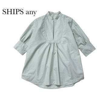 SHIPS - シップスエニィ　オーガニックコットン　フロントヨーク パフスリーブシャツ