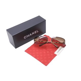 シャネル(CHANEL)の極美品 CHANEL シャネル サングラス リムレス ココマーク 65▫︎15 120 4113 c.292/13 ブラウン ゴールド金具 中古 63020(サングラス/メガネ)