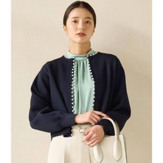 ユナイテッドアローズグリーンレーベルリラクシング(UNITED ARROWS green label relaxing)の【新品未使用】フェイクパールクロップド カーディガン(カーディガン)