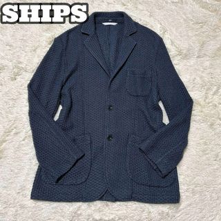 シップス(SHIPS)の★麻混合★ シップス テーラード ニット サマージャケット リネン ネイビー L(テーラードジャケット)