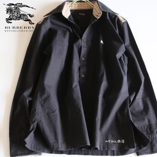 バーバリーブラックレーベル(BURBERRY BLACK LABEL)の【BURBERRY BLACK LABEL】プルオーバー　長袖シャツ　黒　M★(シャツ)