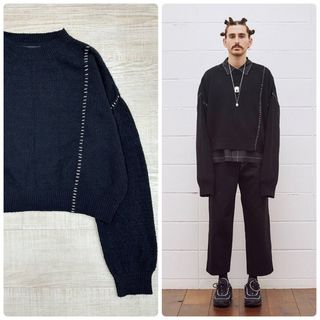 18ss 2018 UNUSED クルーネック ステッチ シルク ニット 3