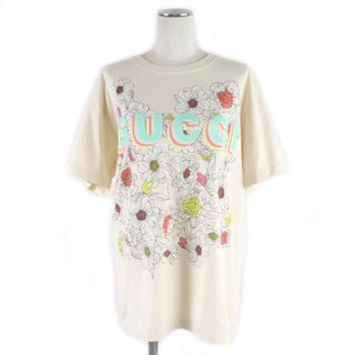 Gucci - 極美品▼GUCCI グッチ 2022年製 706127 Lovelight ラブライト コットン ロゴ刺繍入り 半袖Ｔシャツ クリーム XS イタリア製 正規品 レディース