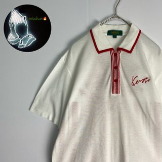 ケンゾー(KENZO)のケンゾー　ポロシャツ　ケンゾーゴルフ　背面花柄　希少デザイン　00s　白　赤(ポロシャツ)