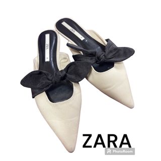 ザラ(ZARA)のZARA リボン フラットミュール サンダル 38(サンダル)