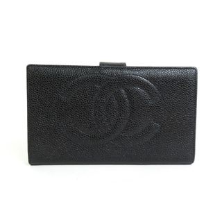 シャネル(CHANEL)のシャネル CHANEL 二つ折り財布 ココマーク キャビアスキンレザー ブラック レディース 送料無料【中古】 55424f(財布)