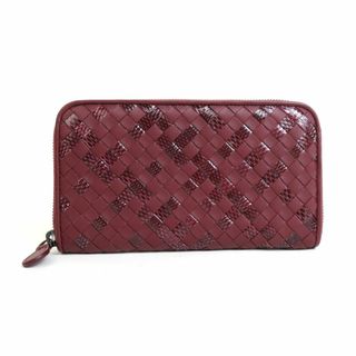 ボッテガヴェネタ(Bottega Veneta)のボッテガヴェネタ BOTTEGAVENETA ラウンドファスナー長財布 イントレチャート レザー/パイソン ボルドー ユニセックス 送料無料【中古】 55425f(長財布)