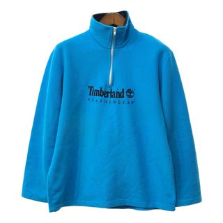 Timberland - 90年代 Timberland ティンバーランド ハーフジップ フリースジャケット ロゴ ライトブルー (メンズ S相当) 中古 古着 Q4831