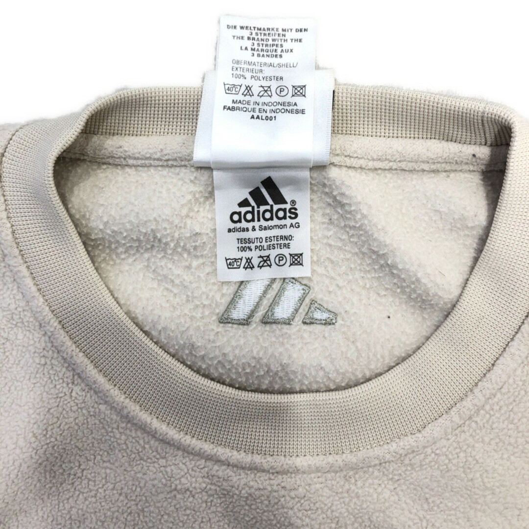 adidas(アディダス)の90年代 adidas アディダス フリース スウェット スポーツ ワンポイント アイボリー (メンズ M) 中古 古着 Q4843 メンズのジャケット/アウター(その他)の商品写真