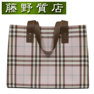 BURBERRY - （美品）バーバリー BURBERRY トート バッグ ピンク × ベージュ マルチカラー PVC × レザー ショルダー  8143