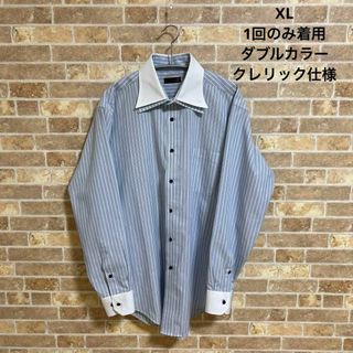 【超美品】ダブルカラーデザインシャツ　ストライプ(シャツ)