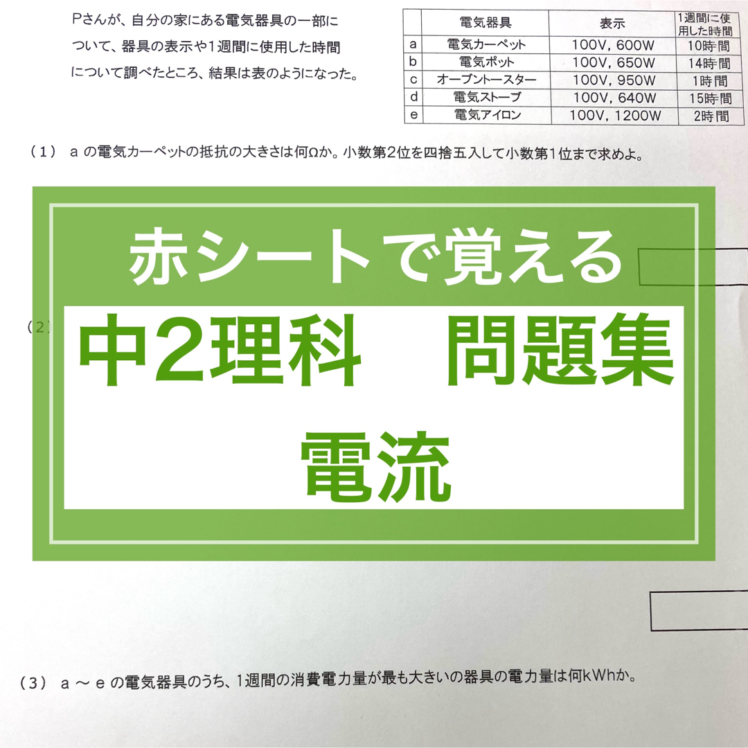 中2理科　電流 暗記プリント　★定期テスト・受験対策 エンタメ/ホビーの本(語学/参考書)の商品写真