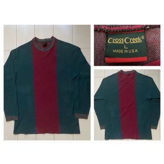 メイドインユーエスエー(MADE IN USA)の90s USA製 cross creek クロスクリーク 切替 長袖 ロンT L(Tシャツ/カットソー(七分/長袖))