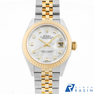 ロレックス(ROLEX)のロレックス デイトジャスト 10Pダイヤ 279173NG ホワイトシェル ランダム番 レディース 中古 腕時計(腕時計)