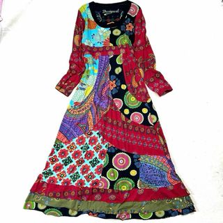 デシグアル(DESIGUAL)のDesigual デシグアル 総柄 パッチワーク スーパーロング ワンピース(ロングワンピース/マキシワンピース)