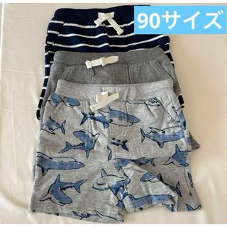 伸縮性のあるウエスト紐付きショートパンツ3枚,90サイズ,キッズ(パンツ/スパッツ)