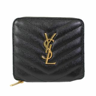 イヴサンローラン(Yves Saint Laurent)のサンローラン 財布 582112 Saint Laurent キルティング・レザー 二つ折り財布 カサンドラロゴ ブラック レディース T-YJ05838(財布)