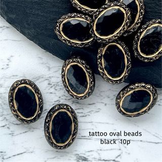 tattoo oval beads  black(各種パーツ)