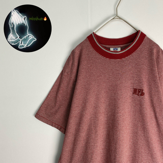 Ｔシャツ　刺しゅう　ワンポイント　ボーダー　赤　グレー(Tシャツ/カットソー(半袖/袖なし))