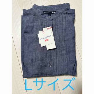 ユニクロ(UNIQLO)のUNIQLO×INES ダンガリーピンタックブラウス　新品　※値下げ不可(シャツ/ブラウス(長袖/七分))