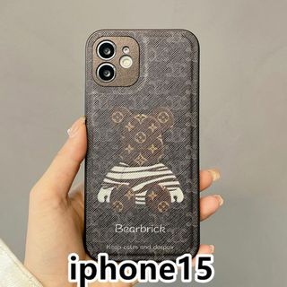 iphone15ケース 可愛い 熊　ブラウン289(iPhoneケース)