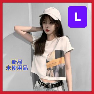 トレンド Tシャツ ストリートカルチャー アースカラー　ホワイト L(水着)